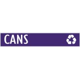 Outdoor Recycling Decal for GeoCube Recycling Receptacle - White on Clear, “CANS”